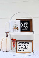 Hello FALL Mug +  AUTUMN Skies + Fall Vibes Signs Set of 23| Fall Tier TRAY Signs | Sign Set Autumn