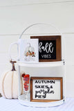 Hello FALL Mug +  AUTUMN Skies + Fall Vibes Signs Set of 23| Fall Tier TRAY Signs | Sign Set Autumn
