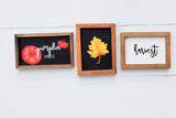 PUMPKIN Vibes + HARVEST + Gold LEAF Signs Set of 3 | Fall Tier Tray Signs | Sign Set Autumn