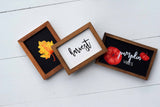 PUMPKIN Vibes + HARVEST + Gold LEAF Signs Set of 3 | Fall Tier Tray Signs | Sign Set Autumn