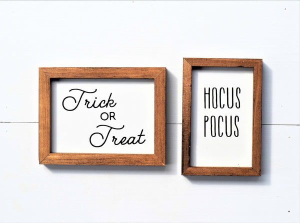 TRICK or TREAT + Hocus Pocus Set of 2 | Fall  HALLOWEEN Tier Tray Signs | Sign Set Autumn