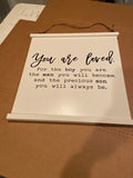 YOU ARE LOVED Scroll Style Wall Sign | Little Boys Wood Wall Sign Decor | Baby Boy Decor