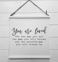 YOU ARE LOVED Scroll Style Wall Sign | Little Boys Wood Wall Sign Decor | Baby Boy Decor