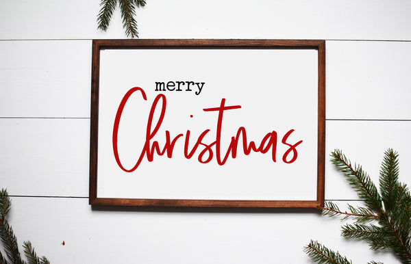 MERRY CHRISTMAS Sign | Christmas Farmhouse Sign | Holiday Decor | Modern Rustic