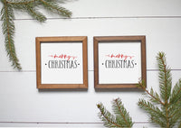 MERRY CHRISTMAS Sign | Christmas Farmhouse Sign | Holiday Decor Square Modern
