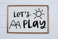 Let's Play Sign | Playroom Wall Decor | Kids Room Wood Sign