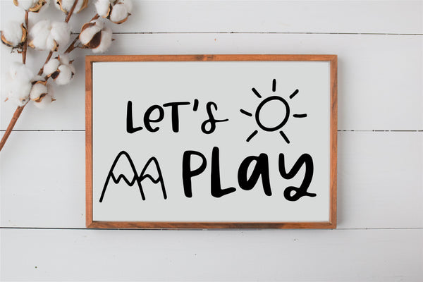 Let's Play Sign | Playroom Wall Decor | Kids Room Wood Sign