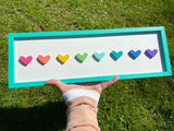 Rainbow Hearts Wood Sign | Rainbow Hearts 3D Wall Decor | Pop of Color Decor | Hearts Sign