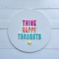 Thank Happy Thoughts Wood Sign | Happy Thoughts 3D Wall Decor | Colorful Happy Wood Sign