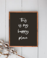 This is My Happy Place Wood Sign | Happy Place Home Wall Sign Decor | Happy Place Farmhouse Style Sign