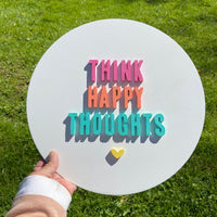 Thank Happy Thoughts Wood Sign | Happy Thoughts 3D Wall Decor | Colorful Happy Wood Sign