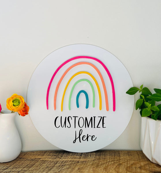 Round Rainbow Custom Sign | 3D Rainbow Personalized Sign | Rainbow Baby Name Sign | Rainbow Quote Sign | Rainbow Name Sign