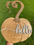 Hello Pumpkin Wood Decor | Pumpkin Wall Sign | Fall Pumpkin Wood Sign | Fall Decor
