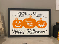 Please Take One Happy Halloween Wood Sign | Trick or Treat Farmhouse Sign | Pumpkin Jack o’Lantern Wall Decor