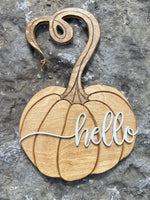 Hello Pumpkin Wood Decor | Pumpkin Wall Sign | Fall Pumpkin Wood Sign | Fall Decor