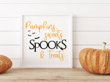 Pumpkins Sweets Spooks and Treats Halloween Sign | Halloween Wood Sign | Halloween Decoration