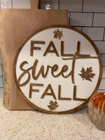 Fall Sweet Fall Wood Sign | Round Fall Decor | Fall Leaves 3D Wall Sign