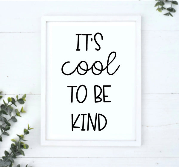 It's Cool To Be Kind Wood Sign | Farmhouse Style Sign | Kid's Decor | Playroom Sign | Be Kind
