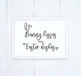 Bunny Kisses and Easter Wishes Wood Sign | Farmhouse Sign | Easter Spring Decor